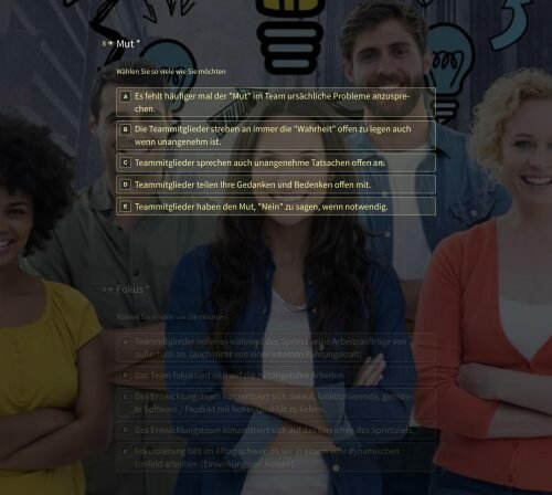 Scrum Assessment Auszug Frage zum Wert Mut
